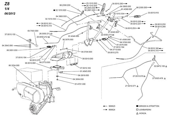 Accélérateur Motorstop pour Motobineuse Z8 Moteur Honda
