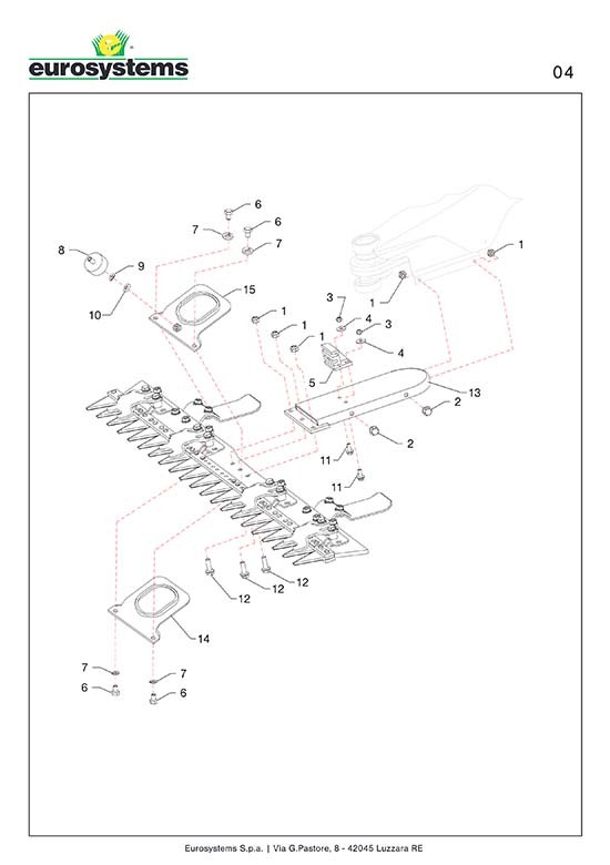 Lame Supérieure pour Barre de Coupe P 70 EVO Eurosystems