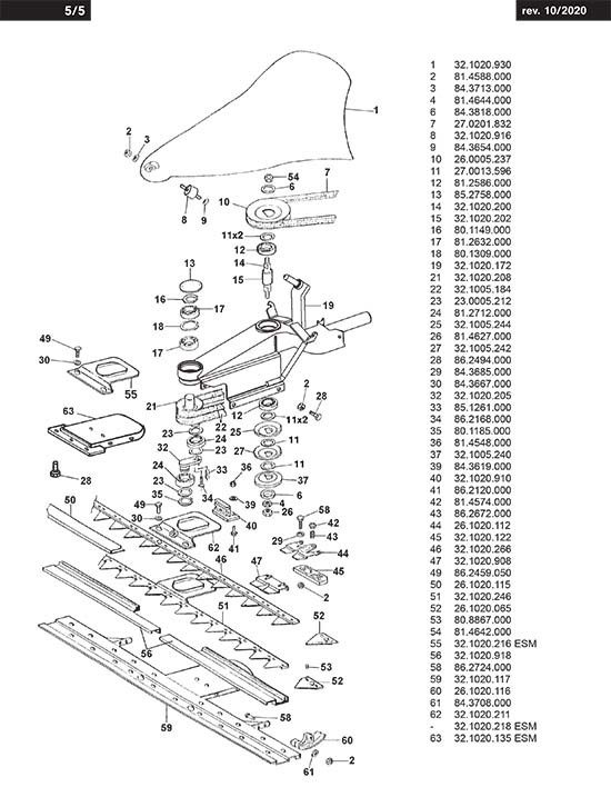Lame Inférieure pour Barre de Coupe P55 Eurosystems